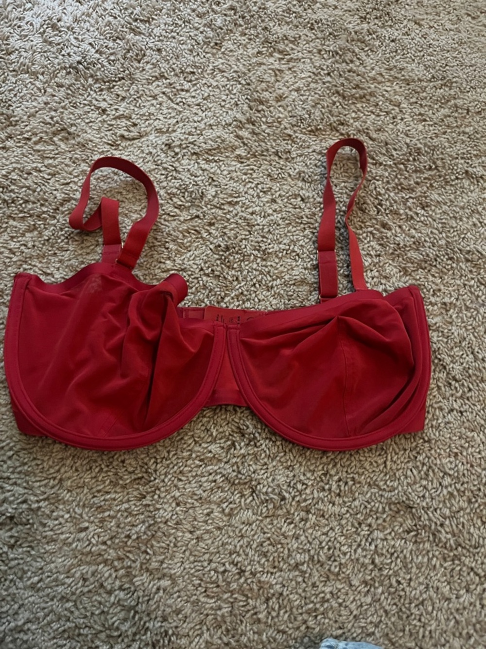 Red Underwire mesh Balconette Bra cuup